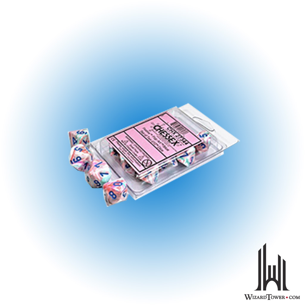 Dice Set - Festive Pop-Art / Blue d10 10ct